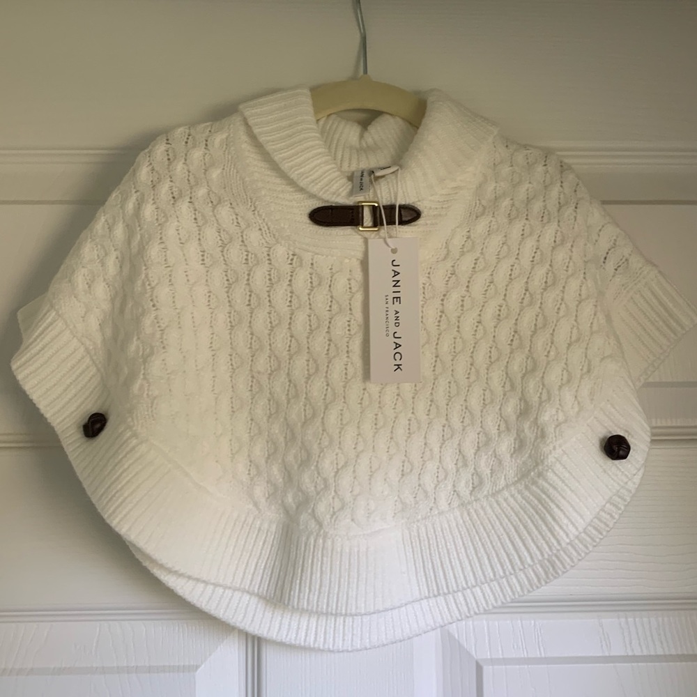 NWT Janie and Jack Baby Girl’s Knit Sweater Cape (Ivory)